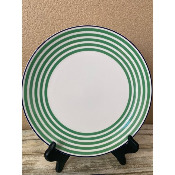 Kate Spade Lenox Wickford Felix Street Green Stripe Dinner Plates Set of 2 - Picture 3 of 9